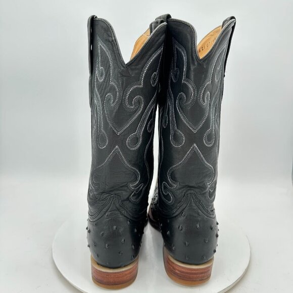 Los Altos Western Wear Men Size 8EE Black Leather Pointed Toe Cowboy Boot - Picture 5 of 13